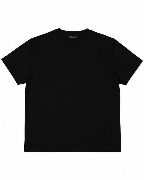 Black Mercerised Cotton Fitted T-Shirt