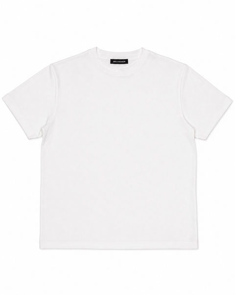 White Mercerised Cotton Fitted T-Shirt