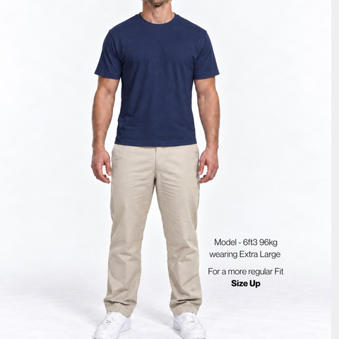 Navy Mercerised Cotton Fitted T-Shirt