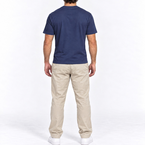 Navy Mercerised Cotton Fitted T-Shirt