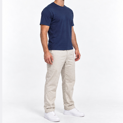 Navy Mercerised Cotton Fitted T-Shirt